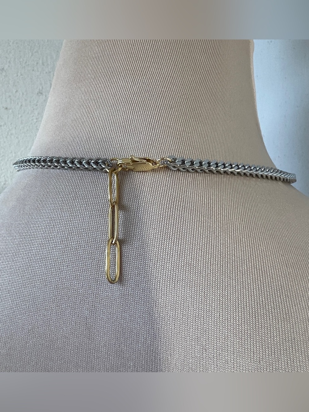 Custom Vintage Salvatore Ferragamo Two-tone Necklace 15-16.5โ - Picture 4 of 11